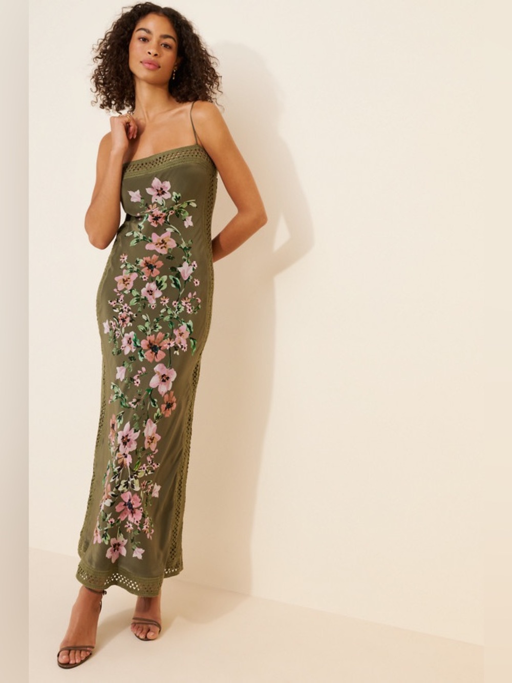 NWT Bec+Bridge Camelia Maxi Dress Olive Gardenia Floral - Picture 2 of 14